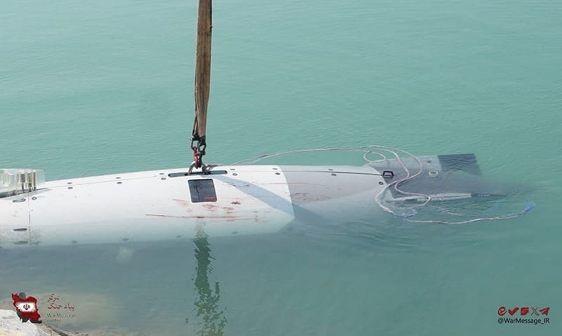 伊朗伊斯蘭革命衛隊8日宣稱，於荷姆茲海峽入口處捕獲一艘美軍無人水下航行器。&nbsp;&nbsp;&nbsp;圖：翻攝「X」@IrnaEnglish