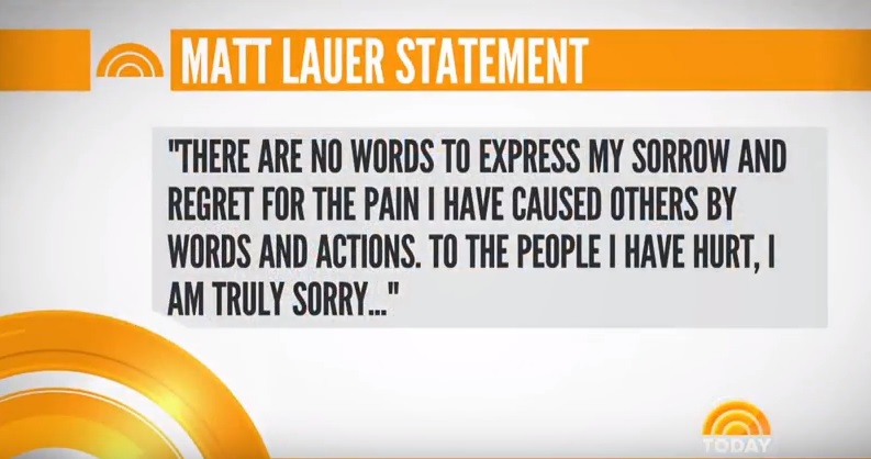 主持人勞爾發表道歉聲明。   圖：翻攝NBC NEWS
