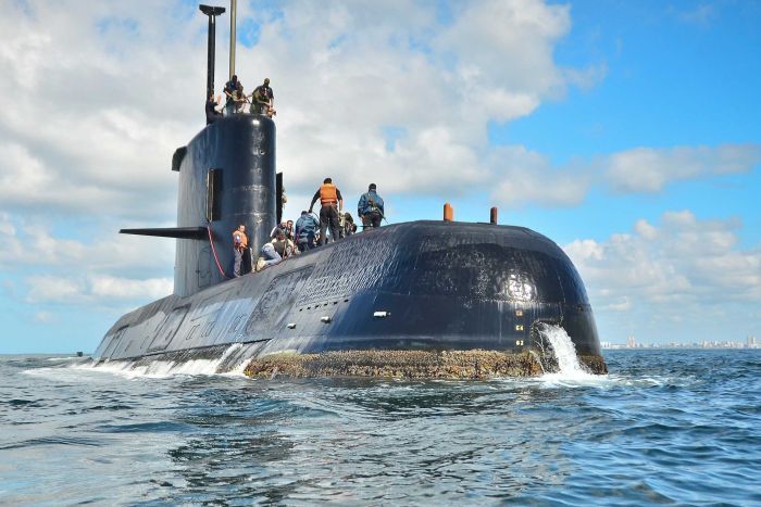 阿根廷「聖胡安號」潛艇在11月15日失去聯絡，該潛艇是德國製造的柴油電動TR-1700型潛艇，船上載有44名船員。      圖：翻攝abc news/阿根廷海軍提供