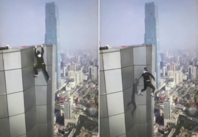 中國極限玩家吳永寧日前挑戰263公尺大樓引體向上，失手墜樓身亡。   圖：翻攝Oriental Daily News Malaysia youtube