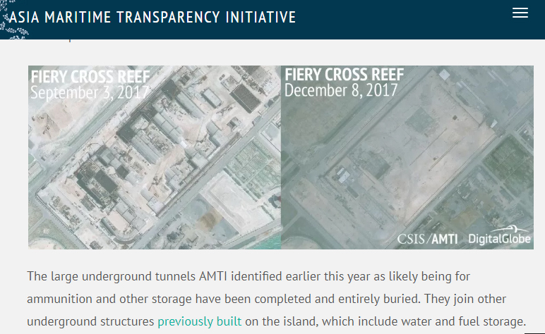 對比「亞洲海事透明倡議組織」拍攝的9月與12月衛星照片，可以看到建設有所不同。   圖：翻攝亞洲海事透明倡議組織AMTI
