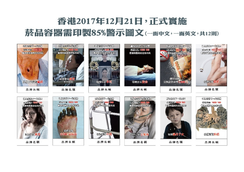 董氏基金會表示，香港菸盒警圖已強制規定要加上警示圖。   圖 : 董氏基金會/提供