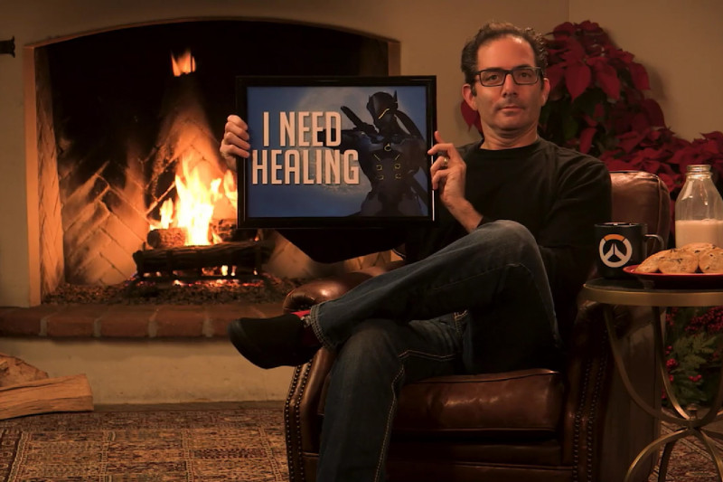 Jeff的禮物是源氏的裱框圖，上面寫著「我需要治療」。   圖 : 翻攝自暴雪娛樂