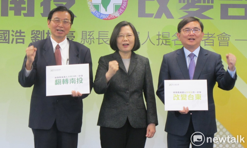 民進黨中執會27日通過提名洪國浩（左）、劉櫂豪（右）參選南投、台東縣長。   圖：林朝億/攝