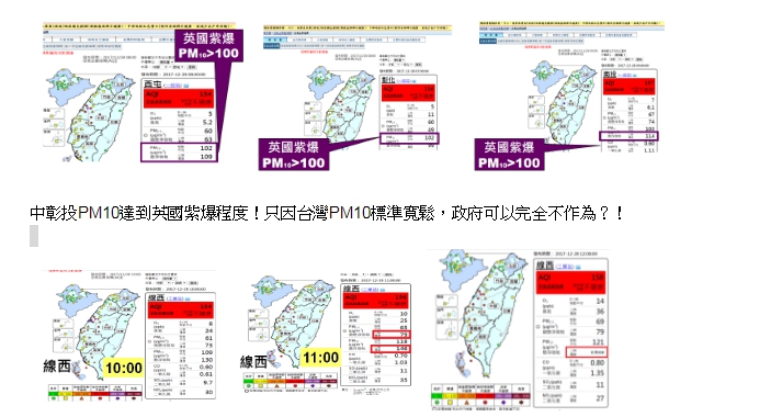 中彰投各地區許多從深夜空品就達紅害等級。   圖：台灣健康空氣聯盟/提供