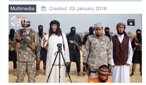埃及恐怖激進份子所成立的「伊斯蘭國西奈省」日前公布處決犯人影片，企圖引起恐慌。   圖：翻攝推持