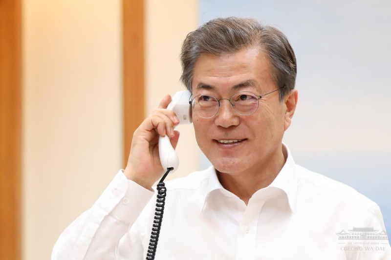 韓國總統文在寅（圖）向美國總統川普說明韓朝會談結果，2國元首認為有可能推動美朝對話，討論半島無核化。   圖：翻攝韓國青瓦台官網