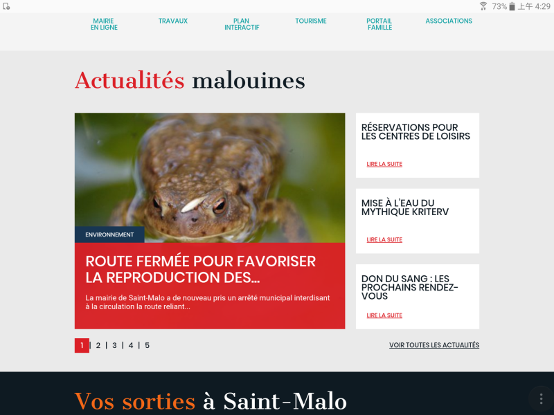 聖馬羅市（St-Malo）市府基於保護生物，去年決議封鎖一條靠近維德海岬（Pointe de la Varde）的路，為期兩個月，因為這段時間，有很多蟾蜍會爬上這條路繁殖。   圖：翻攝自聖馬羅市官網(www.ville-saint-malo.fr)