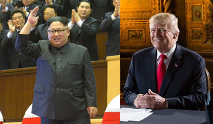美國總統川普（右圖，翻攝川普IG）與朝鮮領導人金正恩（左圖，翻攝朝中社）堪稱死對頭，但川普有信心可以打交道。   圖：新頭殼合成