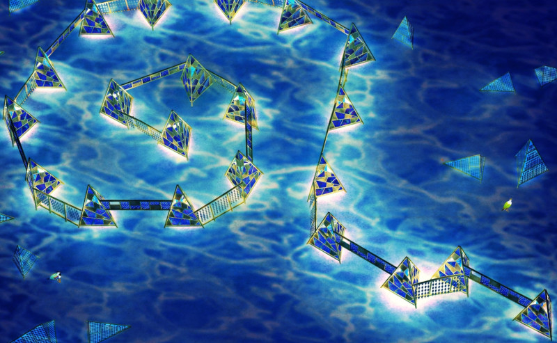 農創再生燈區設計四大主題燈組—海波浪3D圖。   圖：嘉義縣政府/提供
