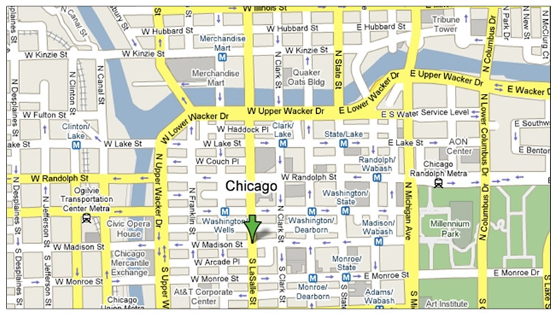 兆豐銀芝加哥分行地理位置圖。   圖：翻攝自兆豐銀官網