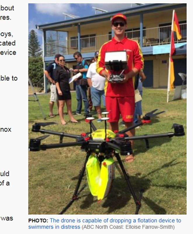 搭載救生包的無人機。   圖：翻攝澳洲廣播公司