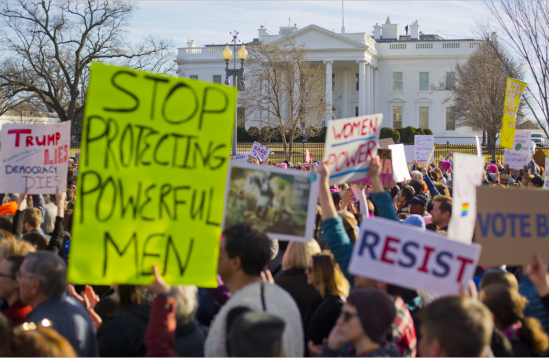 今年，就在川普執政一週年的這一天，「婦女大遊行」再次在全美各地如火如荼舉行。   圖：達志影像/美聯社