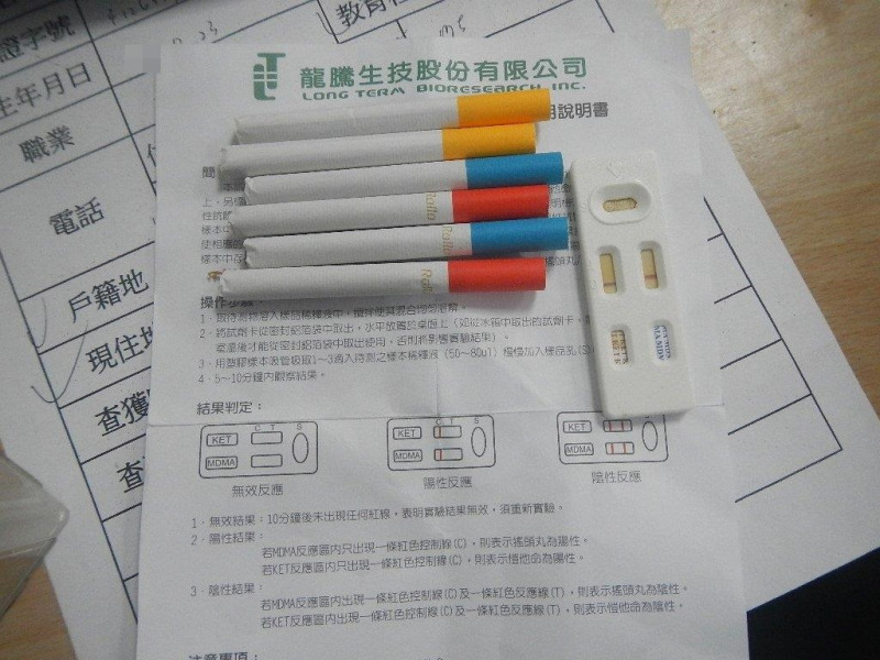 警方使用試紙當場測驗彩虹菸的成分是否含毒。   圖：台北市政府警察局／提供