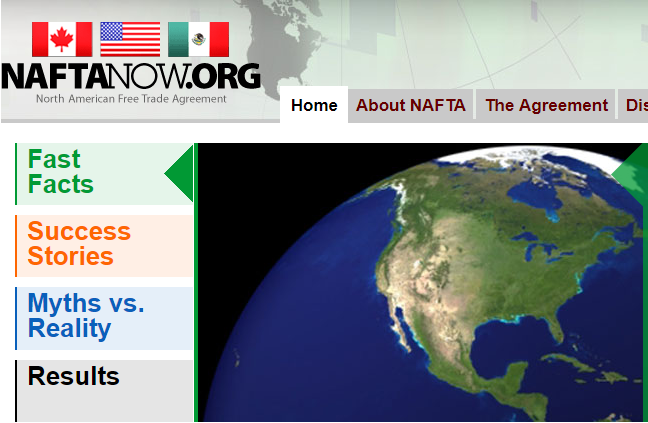 北美自由貿易協議由美國、加拿大和墨西哥3國在1992年簽署，1994年生效，為區域性經貿組織。   圖：翻攝NAFTA官網