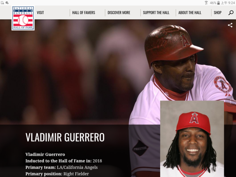 弗拉迪米爾.葛瑞羅（Vladimir Guerrero）   圖：翻攝自美國棒球名人堂官網（baseballhall.org  ）