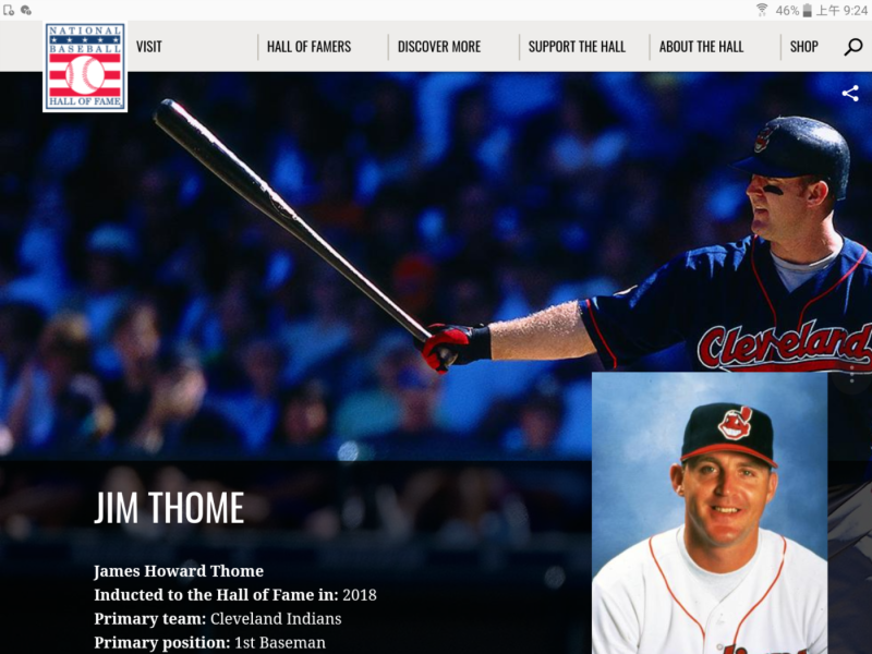 吉姆.湯米（Jim Thome）   圖：翻攝自美國棒球名人堂官網（baseballhall.org  ）