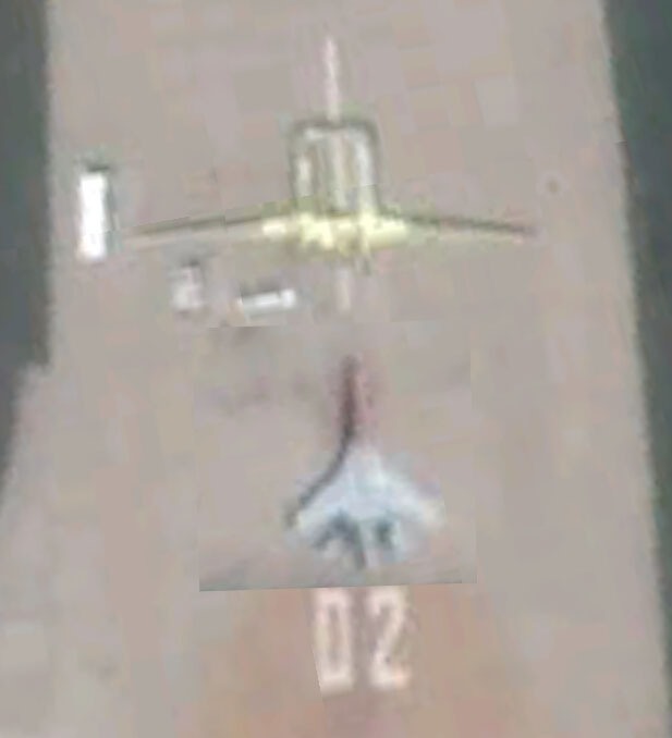 中國大陸搜狐軍事等民營網站日前刊登相關衛星照片，但沒有說明照片出處；且照片並不清晰，只能看到一架機翼頗長的大型雙體機。   圖 : 翻攝自搜狐軍事報導