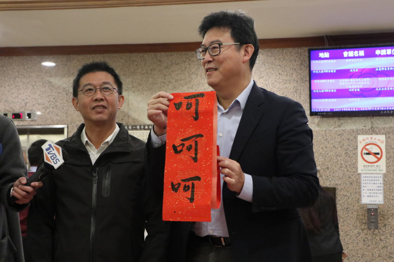 至於給現任台北市長柯文哲的話，姚文智以「呵呵呵」3字回應。   圖：姚文智辦公室 / 提供