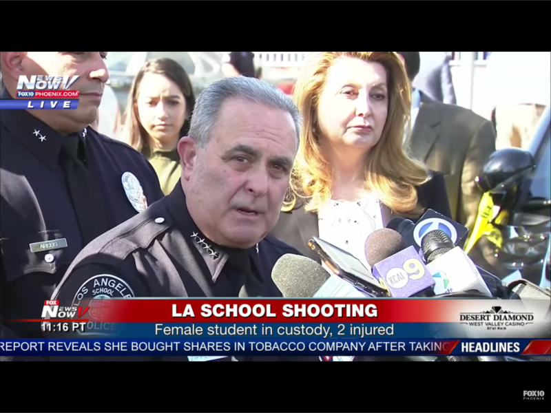洛杉磯城市新聞社（CNS）報導，警方已逮捕一名15歲女生，可能是傷者的同學。有線電視新聞網（CNN）則報導，嫌犯年齡僅12歲。   圖：翻攝自Youtube