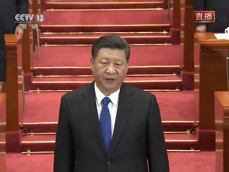 中國國家主席習近平等中共國家領導人，都出席了天全國政協第十三屆一次會議開幕會。   圖：翻攝自央視畫面