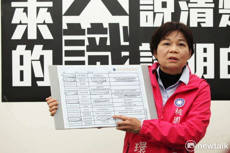 楊麗環指出黨部提名時程一變再變，明顯偏袒特定參選人。   圖: 林昀真/攝