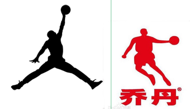 美國品牌NIKE的Air Jordan（左圖）是國際知名鞋款商標，未料在中國遭到當地的喬丹體育（右圖）告侵權。   圖：翻攝維基網站、百度百科/新頭殼合成