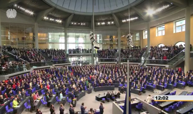 梅克爾宣誓就職，現場觀禮的德國政要。   圖 : 翻攝自德國國會直播畫面。