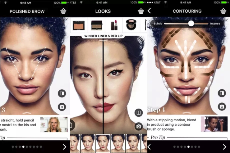 AR應用於美妝軟體，能夠讓使用者了解自己適合何種妝感。(圖為Modiface設計給絲芙蘭的美妝軟體 )   圖：翻攝自絲芙蘭