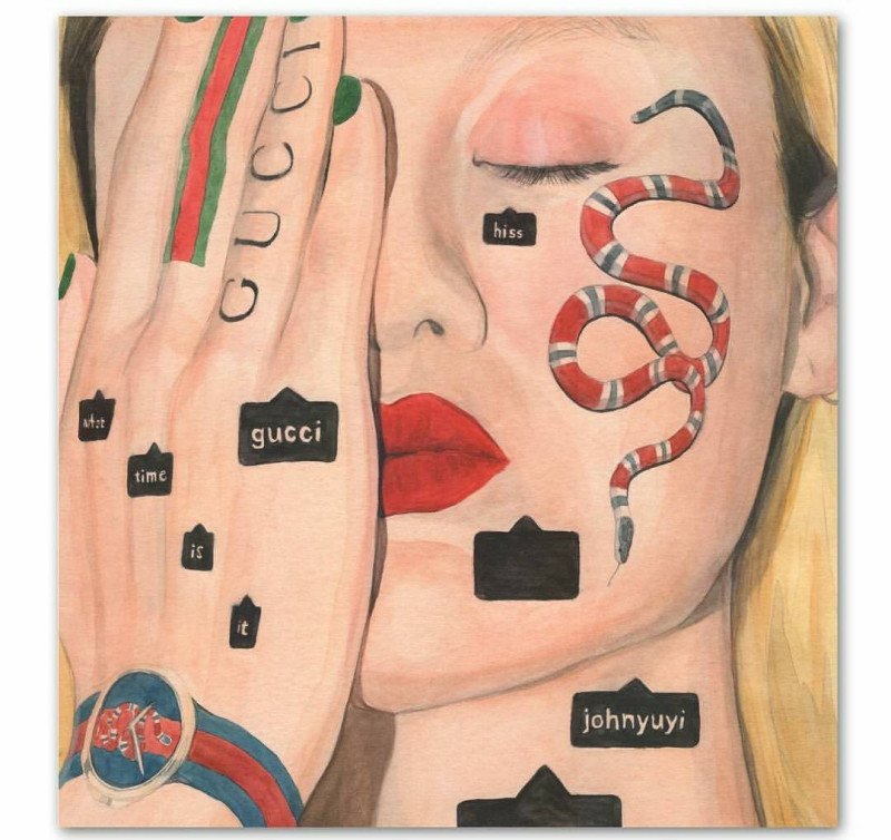 江宥儀以紋身貼紙創作成名，結合社群媒體符號的獨特風格吸引古馳（Gucci）等名牌合作，今年2月底首辦個展。   圖：翻攝自江宥儀instagram