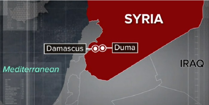 敘利亞叛軍控制的度瑪鎮（Douma）。   圖：翻攝youtube