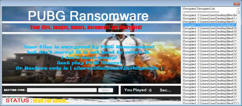 名為PUBGRansomware的惡意勒索病毒在近日流竄。   圖：翻攝自 MalwareHunterTeam Twitter