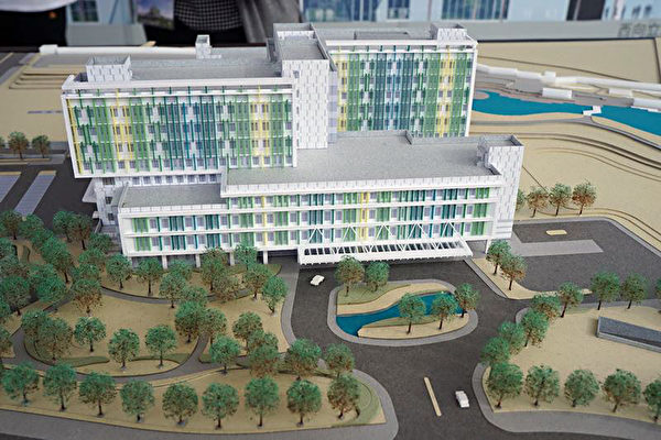 目前正在動工階段的新竹生物醫學園醫院模型圖。   圖 : 翻攝自新竹縣政府。