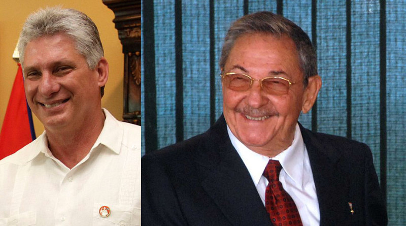 古巴總統勞爾卡斯楚（右圖）預告將交棒，外界認為第一副總統狄亞士-卡奈（左圖）出線機率相當大。   圖：翻攝維基網站/新頭殼合成