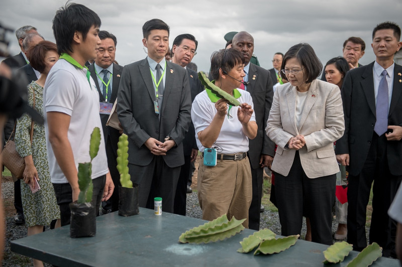 總統蔡英文於19日下午參觀台灣駐史瓦濟蘭技術團。   圖：總統府提供