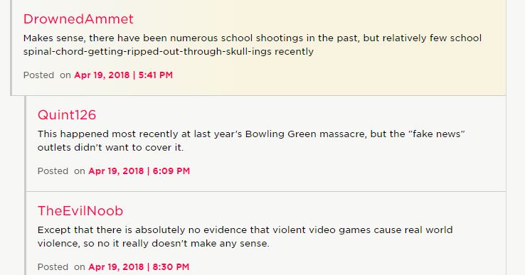 有網友指出排除FPS遊戲，是由於近期美國學校槍擊案件頻繁。   圖：翻攝自 Polygon