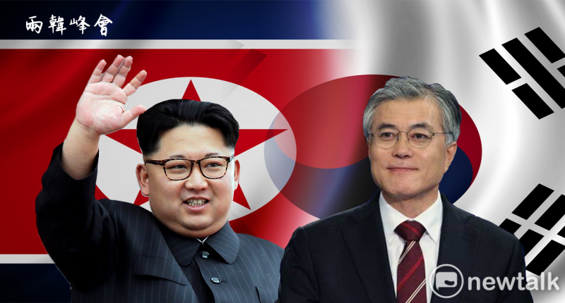 朝鮮最高領導人金正恩（左）與韓國總統文在寅（右），將於明天進行會面。   圖：蕭咏詩/製圖