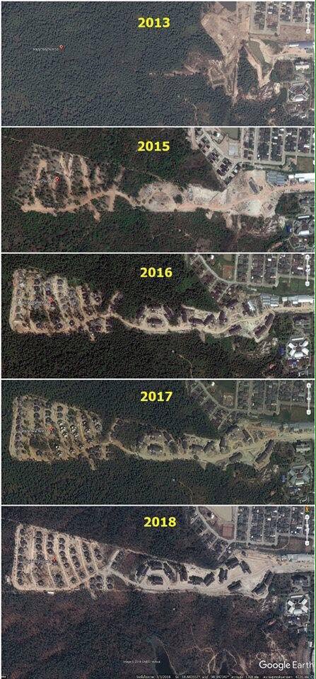 清邁著名聖地素貼山頭原本都是森林，但到了2108年變成官員豪宅區。   圖：翻攝kaewmala推特