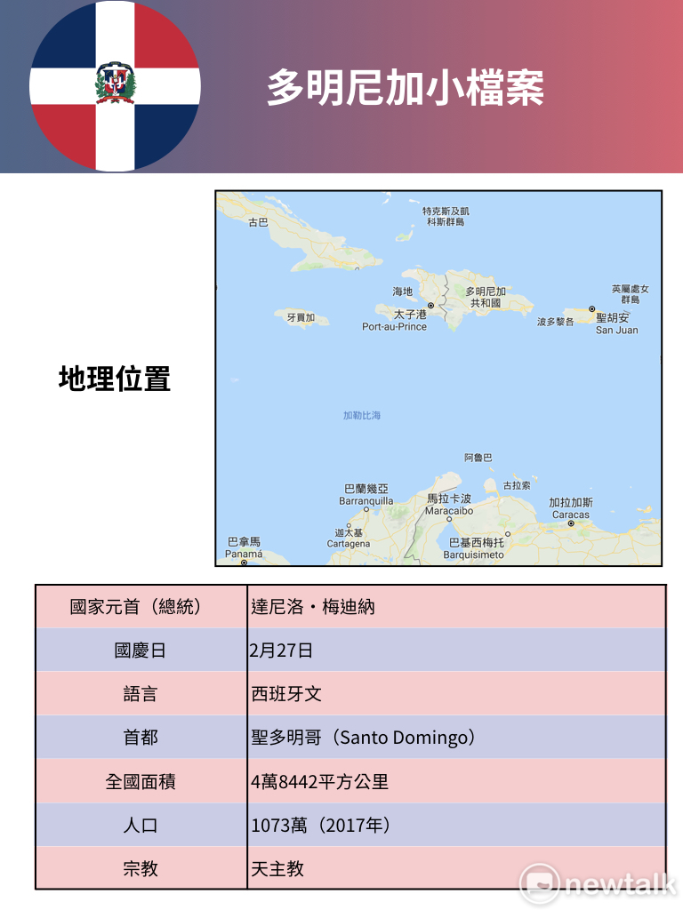 多明尼加地理位置及小檔案。   製圖/蔡潔凡