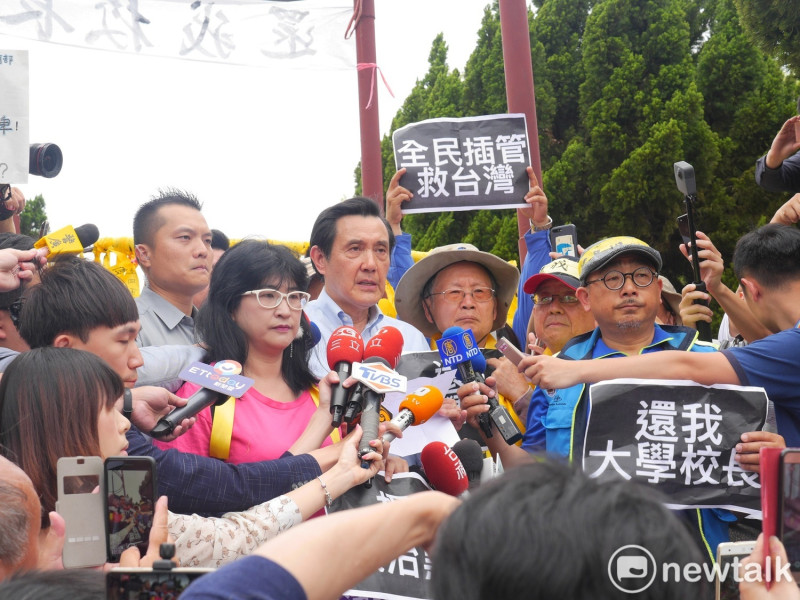 馬英九出席「新五四運動」，並呼籲政府不應違法濫權干預大學自治。   圖：趙婉淳／攝