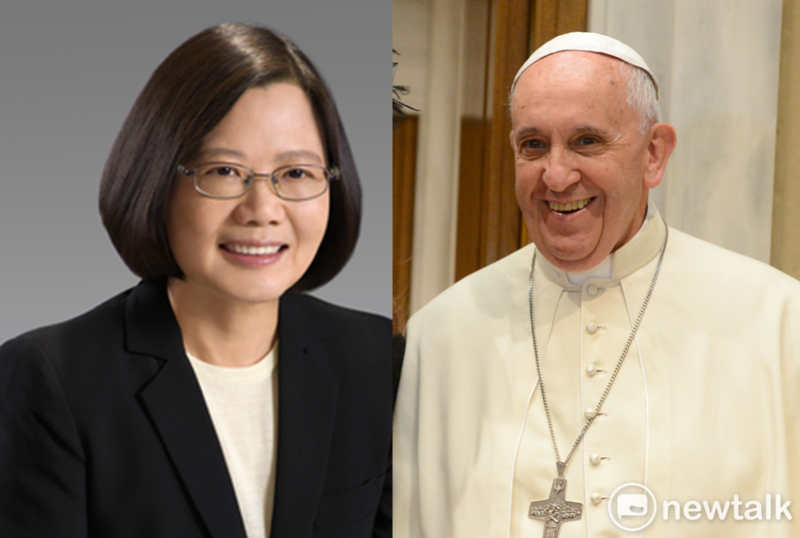 台灣主教團詢問教宗是否有一兩句話想要轉達蔡英文總統，教宗笑答：「請對天主教會好一點！」   圖：新頭殼／合成