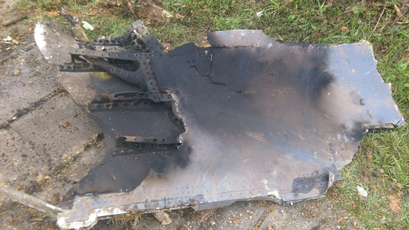 F16失事戰鬥機殘骸。   圖：基隆市消防局／提供