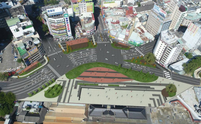 台中火車站前廣場廣6完工模擬圖。   圖 : 台中市建設局/提供