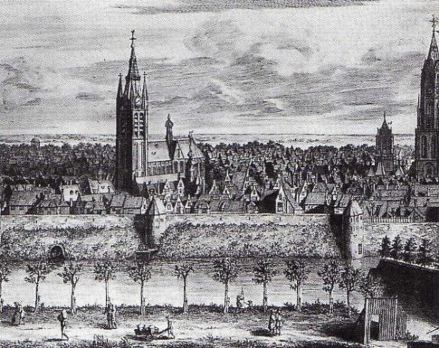 印製於1675-1678，有關台夫特的版畫。左為舊教堂，右為新教堂。   圖:陳耀昌/提供