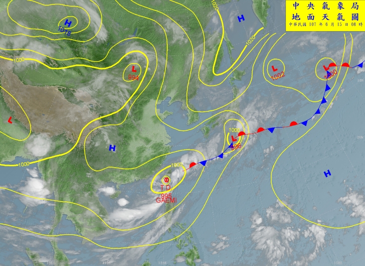 持續影響台灣的熱帶性低氣壓台、日的見解大不同！   圖：中央氣象局／提供