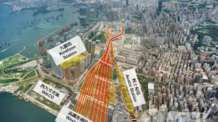廣深港高速鐵路香港段全長26公里，將大幅縮短往來香港與中國主要城市的行車時間，但因中國公安將被允許在香港西九龍總站裡執法，引發「一地兩檢」爭議。   圖：翻攝香港高鐵官網   