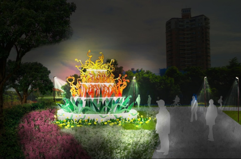 琉璃工藝品「甜蜜花園」模擬圖。   圖：台中市政府提供