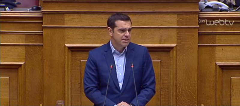 希臘總理齊普拉斯16日安然度過國會不信任投票。   圖/翻揶自希臘總理齊普拉斯臉書直播