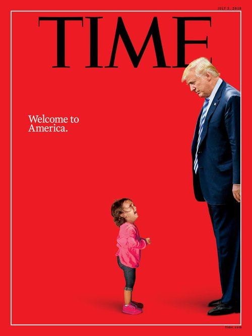 宏都拉斯2歲女童在美墨邊界啜泣照片撼動人心，包括「時代」雜誌和「華盛頓郵報」在內的數十家報章雜誌皆刊登。   （圖取自時代雜誌網頁time.com）