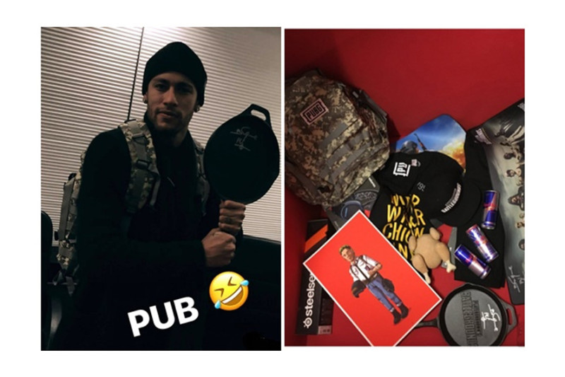 內馬爾背著裝備包、手拿平底鍋的模樣非常逗趣。   圖：翻攝自 Neymar Twitter